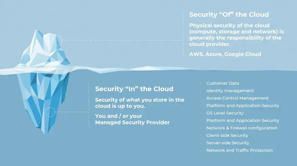 Infographic illustrating security of the Cloud and security in the Cloud