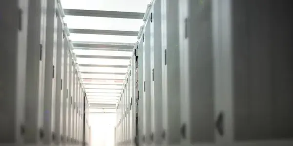 Server Room corridor with servers disappearing into distance